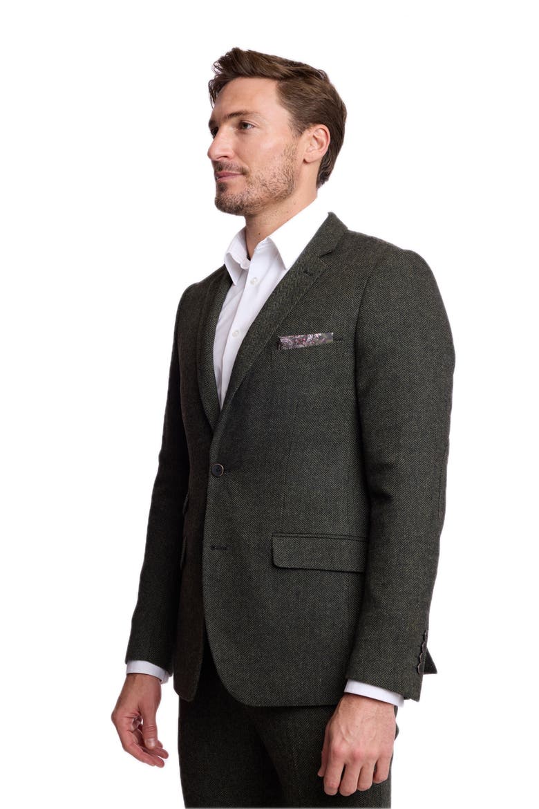 Dover Slim Fit Notch Lapel Suit Jacket, Alternate, color, GREEN BLACK HERRINGBONE