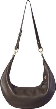 HYER GOODS Leather Convertible Hobo Crescent Ring Bag