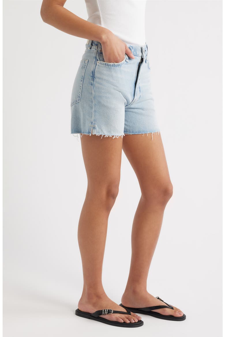 High Waist Cutoff Denim Shorts, Alternate, color, AZALEA