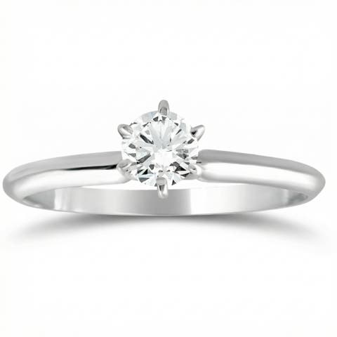 1/3Ct Solitaire Round Cut Diamond Engagement Ring in 14k Gold Lab Grown