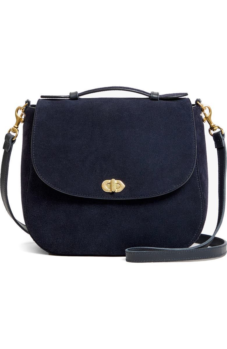 Clare V. Louis Leather Crossbody Bag, Main, color, Navy