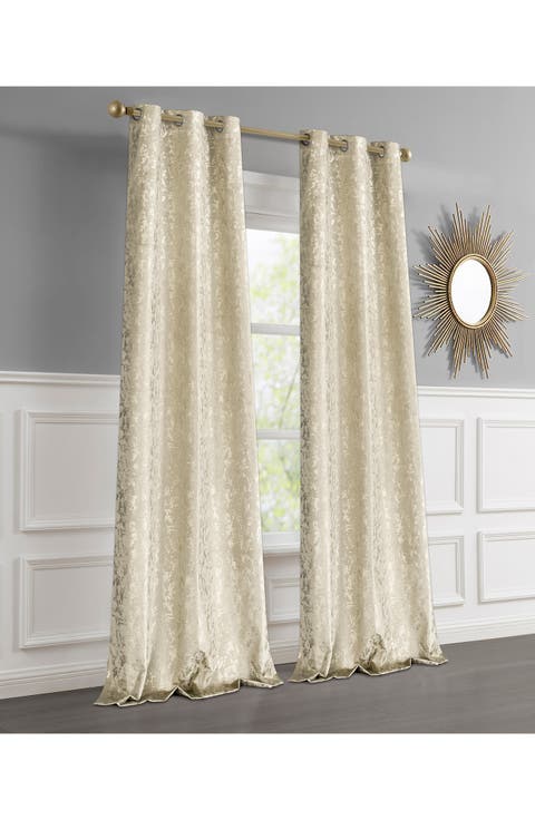 Set of 2 Jacquard Room Darkening Curtains
