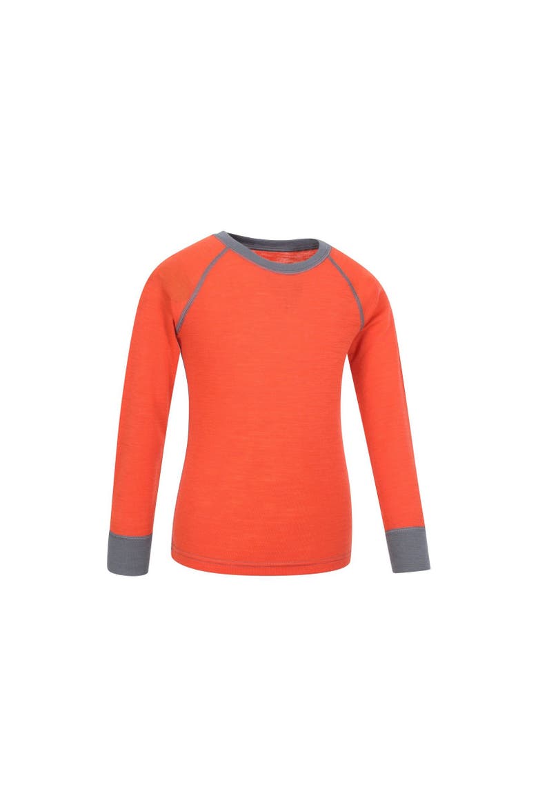 Childrens/Kids Merino II Round Neck Base Layer Top, Alternate, color, Orange