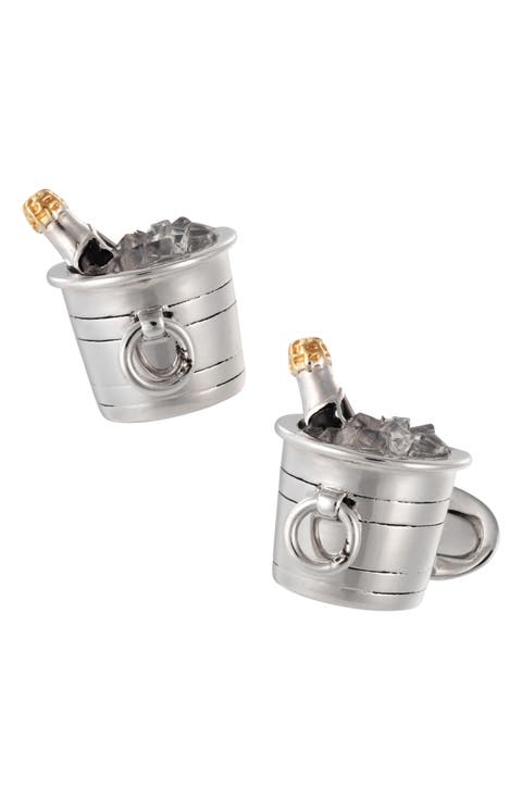 Champagne Bottle on ice Sterling Cufflinks