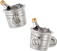 Jan Leslie Champagne Bottle on ice Sterling Cufflinks