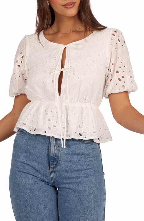 Petal & Pup Flora Eyelet Peplum Top