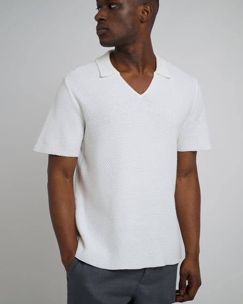 Onia Cotton Crochet Johnny Collar Polo In White