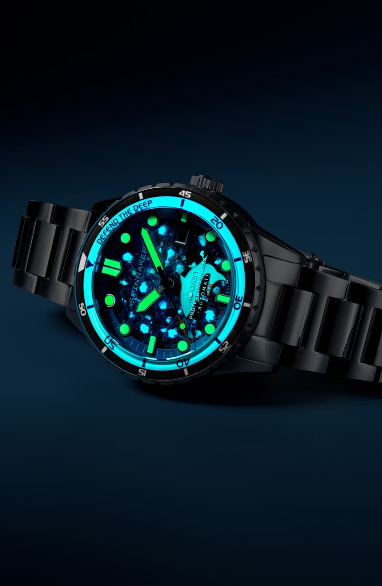 SPINNAKER x 4ocean Hass Sharks Limited Edition Automatic Bracelet Watch, 43mm, Alternate, color, 
