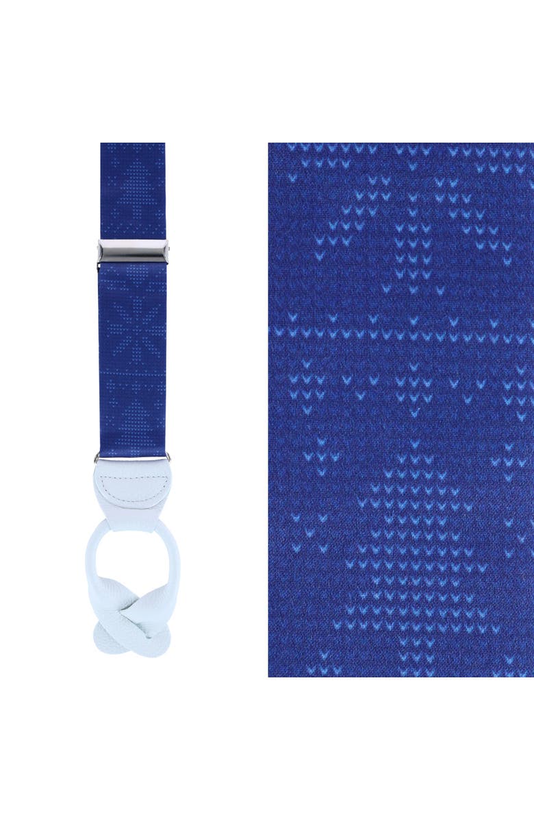 Trafalgar Ugly Christmas Sweater Navy Blue Silk Button End Suspenders, Main, color, Navy