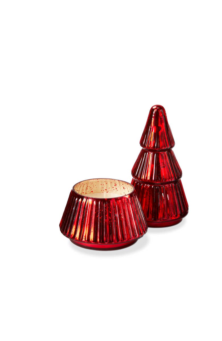tag Portobello Glass Tree Candle Large Red Sculpted Christmas, Main, color, Red
