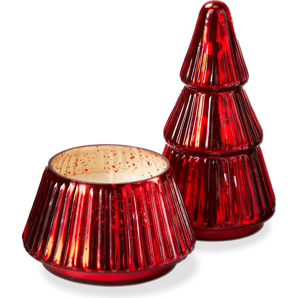 Tag Portobello Glass Tree Candle Large Red Sculpted Christmas In Red