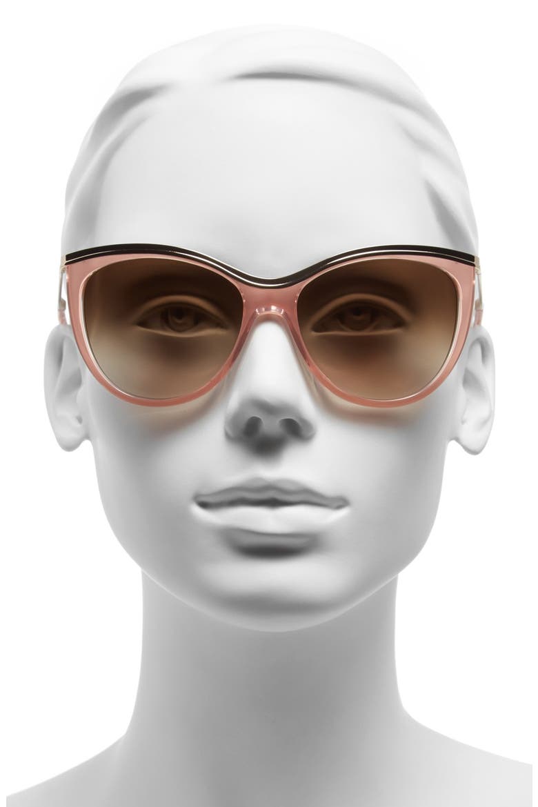 56mm cat eye sunglasses, Alternate, color, TRANSLUCENT BLUSH