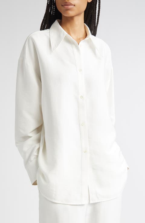 Fluid Oversize Point Collar Button-Up Shirt