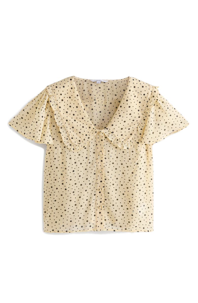 NEXT Ditsy Spot Peter Pan Collar Sheer Short Sleeve Blouse, Alternate, color, Yellow
