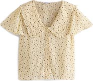 NEXT Ditsy Spot Peter Pan Collar Sheer Short Sleeve Blouse