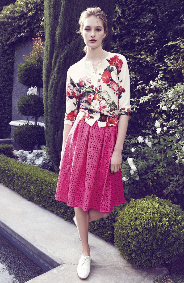 Halogen<sup>®</sup> Eyelet Pleat Front Skirt, Alternate, color, 