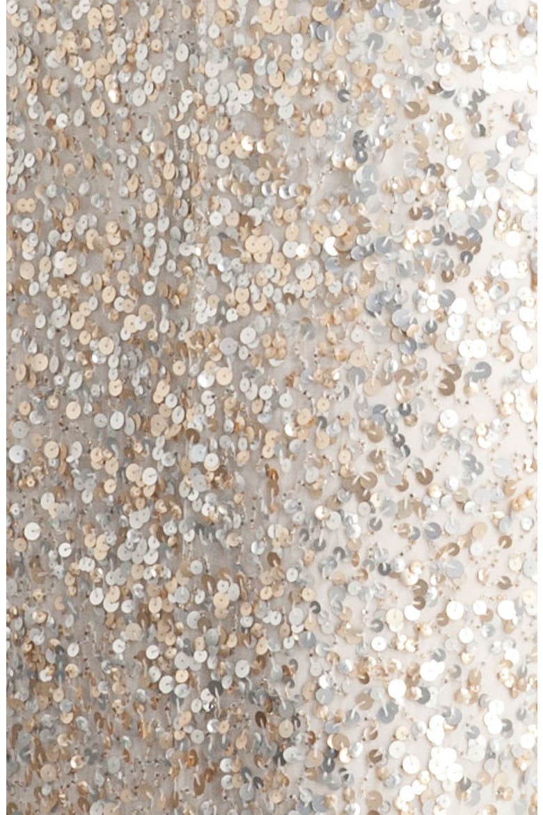 Blouson Bodice Sequin Mesh Gown, Alternate, color, IVORY