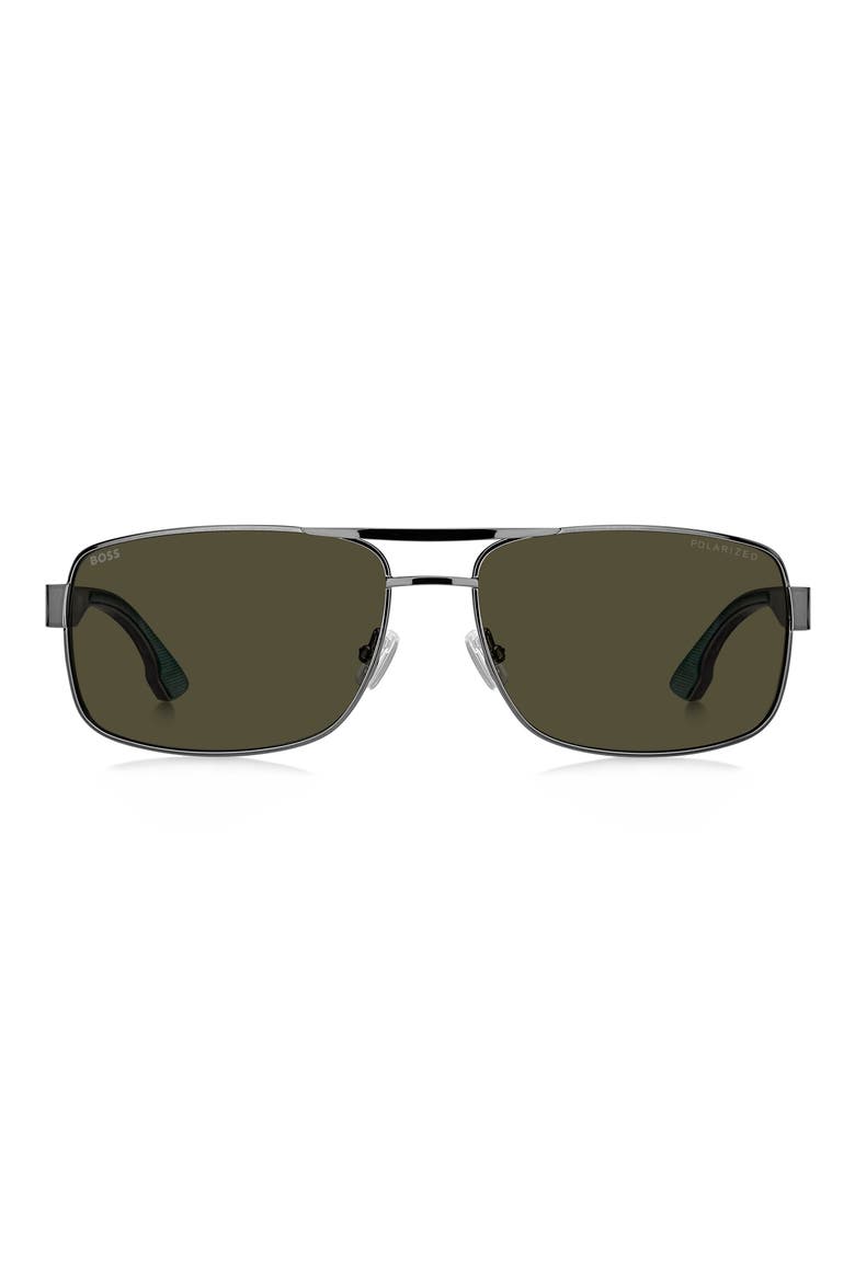 62mm Navigator Sunglasses, Main, color, DARK RUTHENIUM/ GREEN