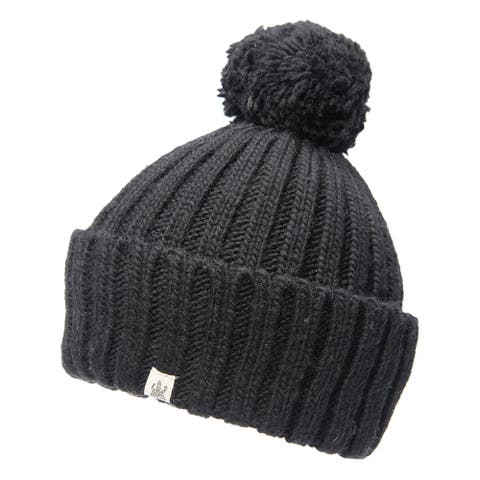 Hand Knit Park Fold Rib Pom Beanie