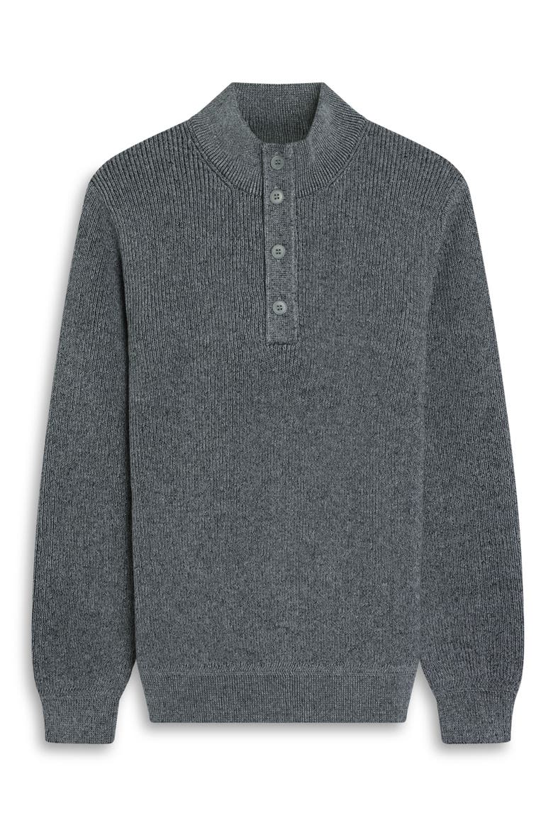 Wool & Cotton Mock Neck Sweater, Alternate, color, SMOKE GREY