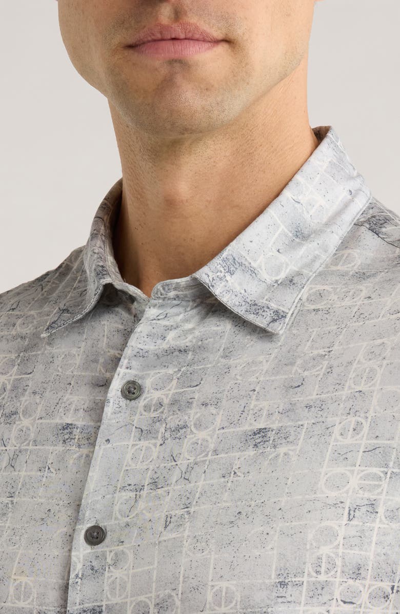 John Varvatos Luca Digital Print Button-Up Shirt, Alternate, color, Smoked Pearl Grey