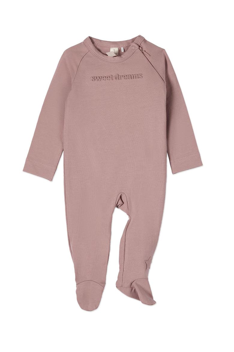 Rich Cotton Fleece Hidden Zipper Footie, Main, color, Mauve