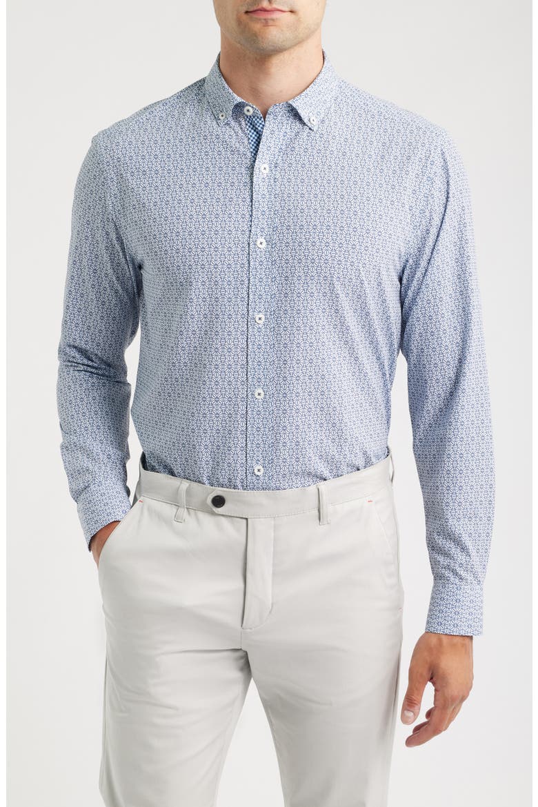 XC+™ Football Print Performance Button-Down Shirt, Main, color, NAVY