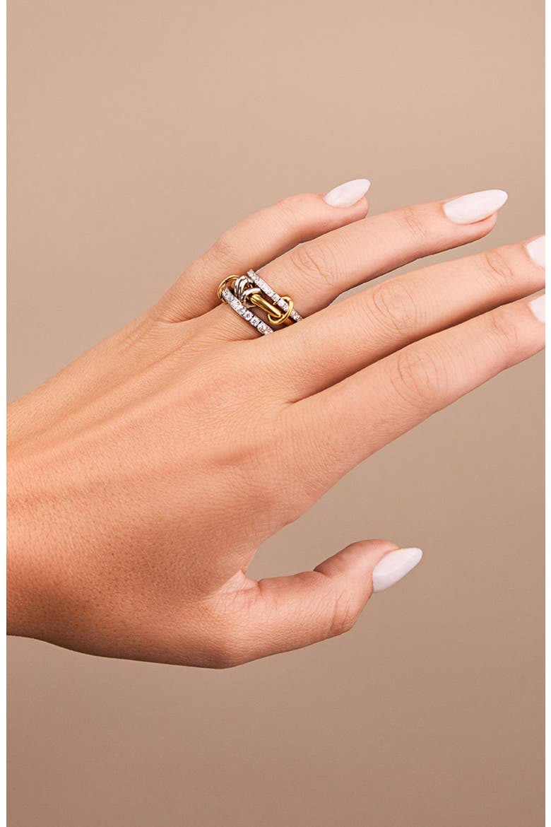 Garwyn Cubic Zirconia Linked Stacking Ring, Alternate, color, DUAL TONE