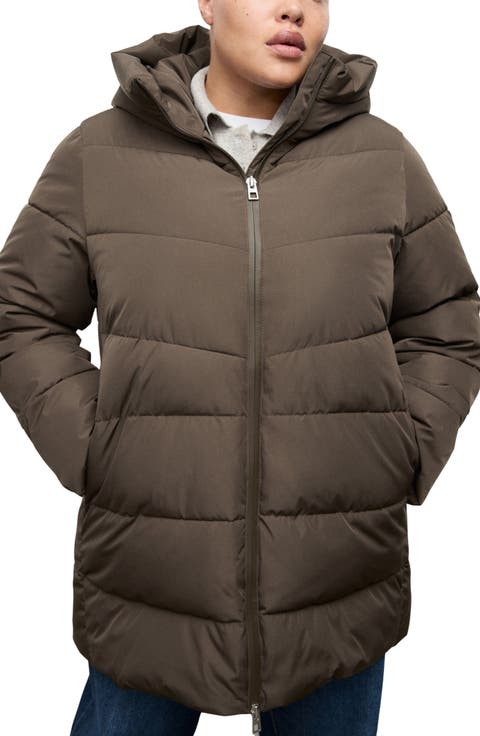 Water Repellent Hooded Puffer Coat (Regular & Plus)