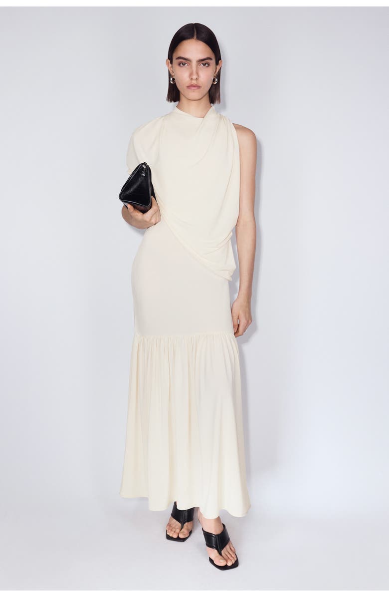 H&M Cape-detail Jersey Dress, Alternate, color, Pale Yellow