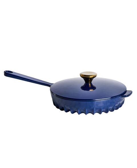 Rapid Heat Enameled Cast Iron Frying Pan with Lid
