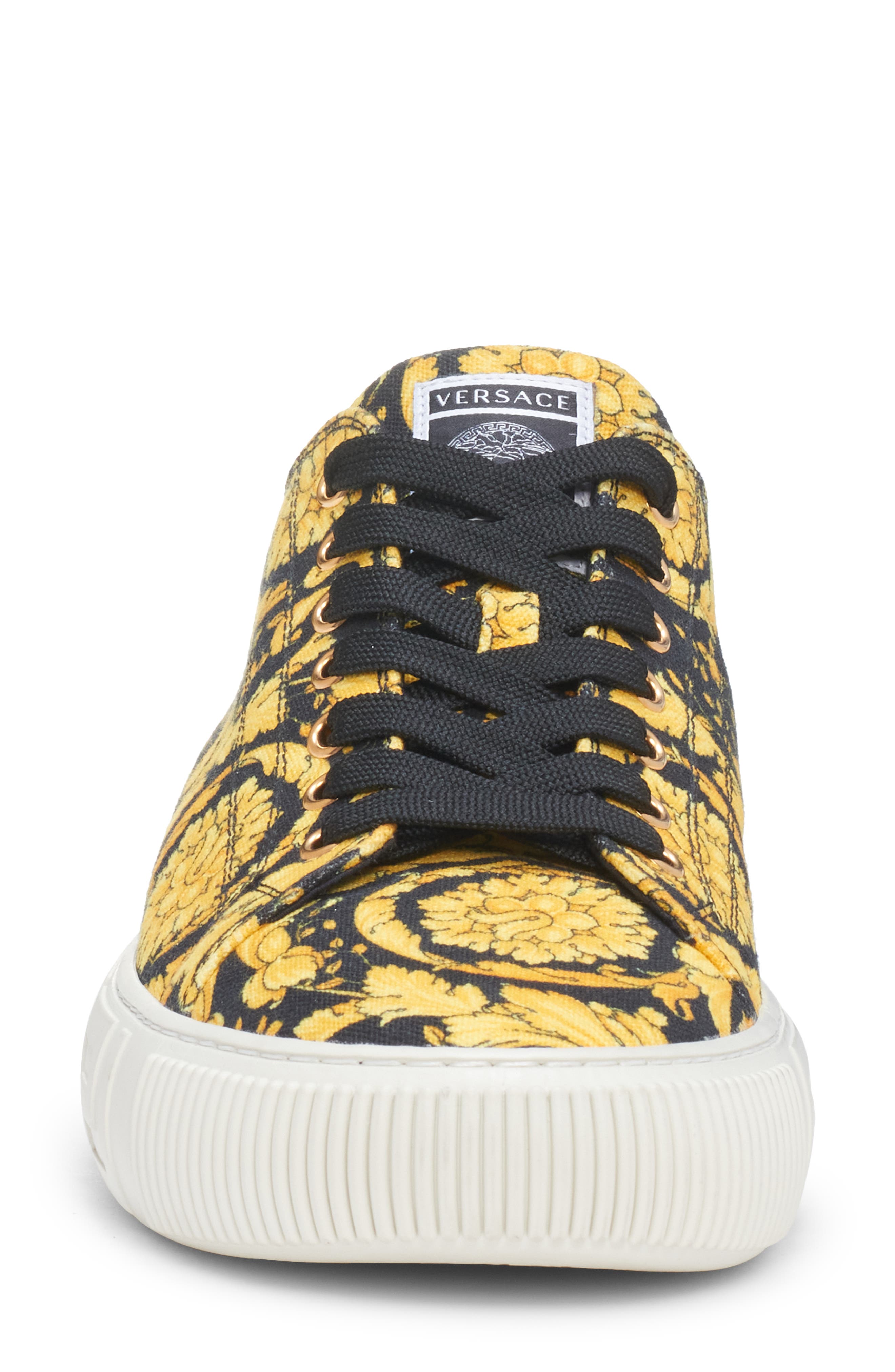 Versace Greca Barocco Print Low Top Sneaker, Alternate, color, Black Gold Black-Versace Gold