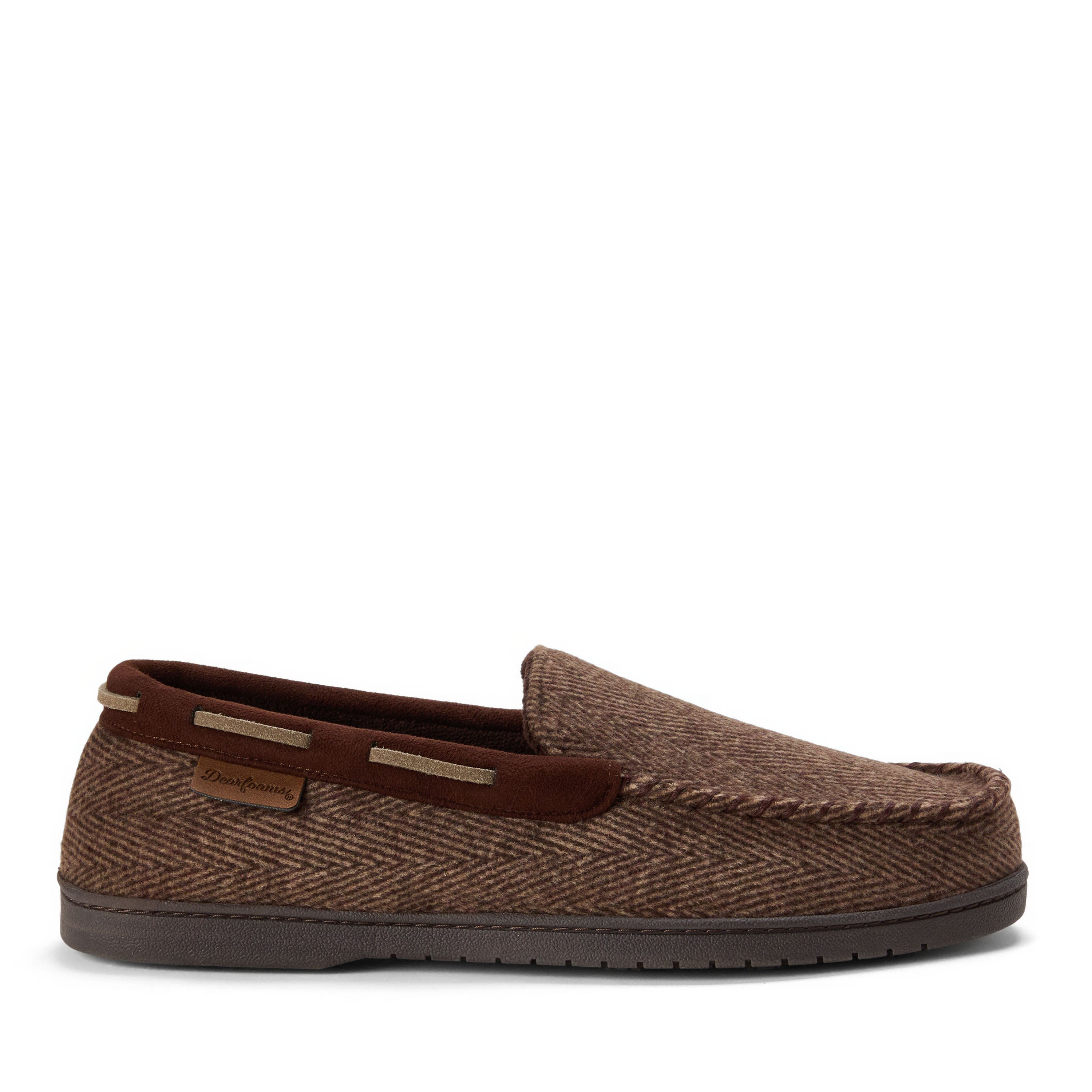 Keaton Microsuede Moccasin Slipper, Alternate, color, BROWN HEATHER