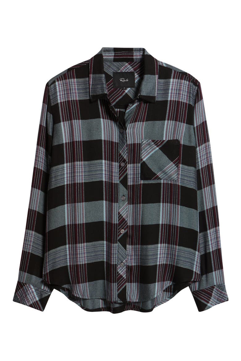 Hunter Plaid Button-Up Shirt, Alternate, color, CINDER AQUA MULBERRY