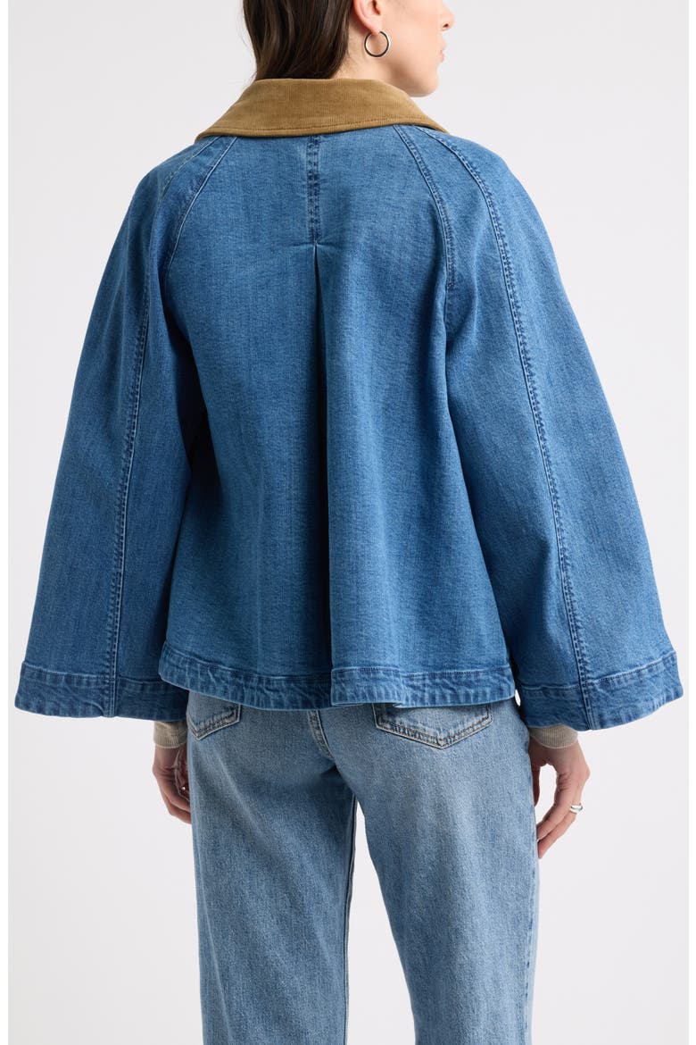 Swing Crop Denim Trench Coat, Alternate, color, MEDIUM WASH