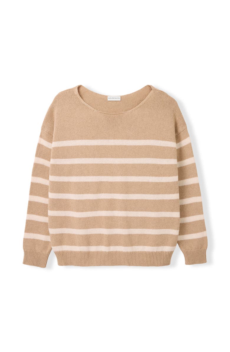 Celtic & Co. Gauzy Boat Neck Sweater, Alternate, color, Oatmeal Stripe