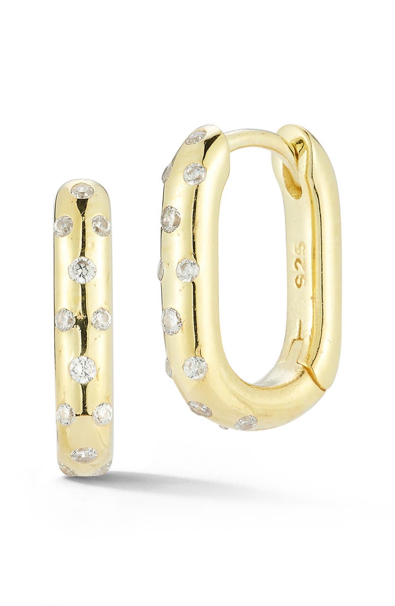GLAZE JEWELRY Cubic Zirconia Oval Huggie Hoop Earrings, Main, color, Gold