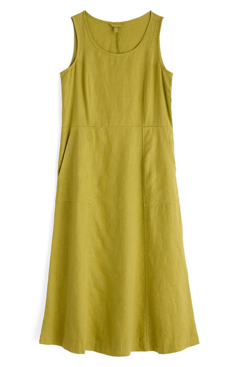 Seasalt Cornwall Grass Wave Sleeveless Linen Midi Dress, Alternate, color, Lime