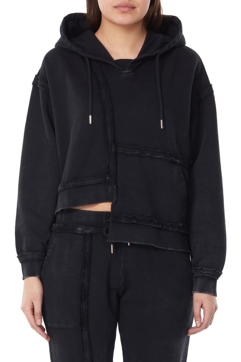 Asymmetrical Cotton Hoodie, Main, color, BLACK
