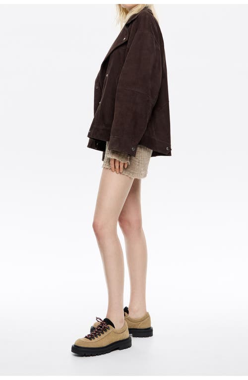 Bimba Y Lola Suede Double-breasted Jacket In Brown