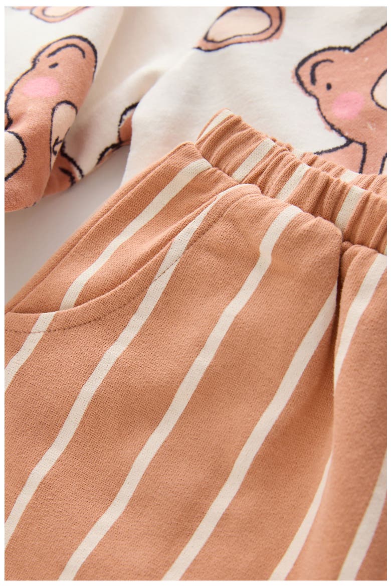 Kids' Bear Sweatshirt & Striped Sweatpants Set, Alternate, color, NEUTRAL