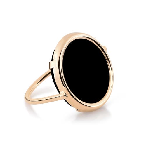 Ginette Ny Black Onyx Disc Ring In Black