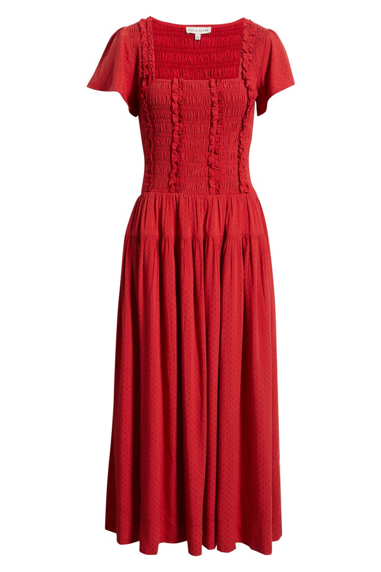 Smocked Maxi Dress, Alternate, color, RED