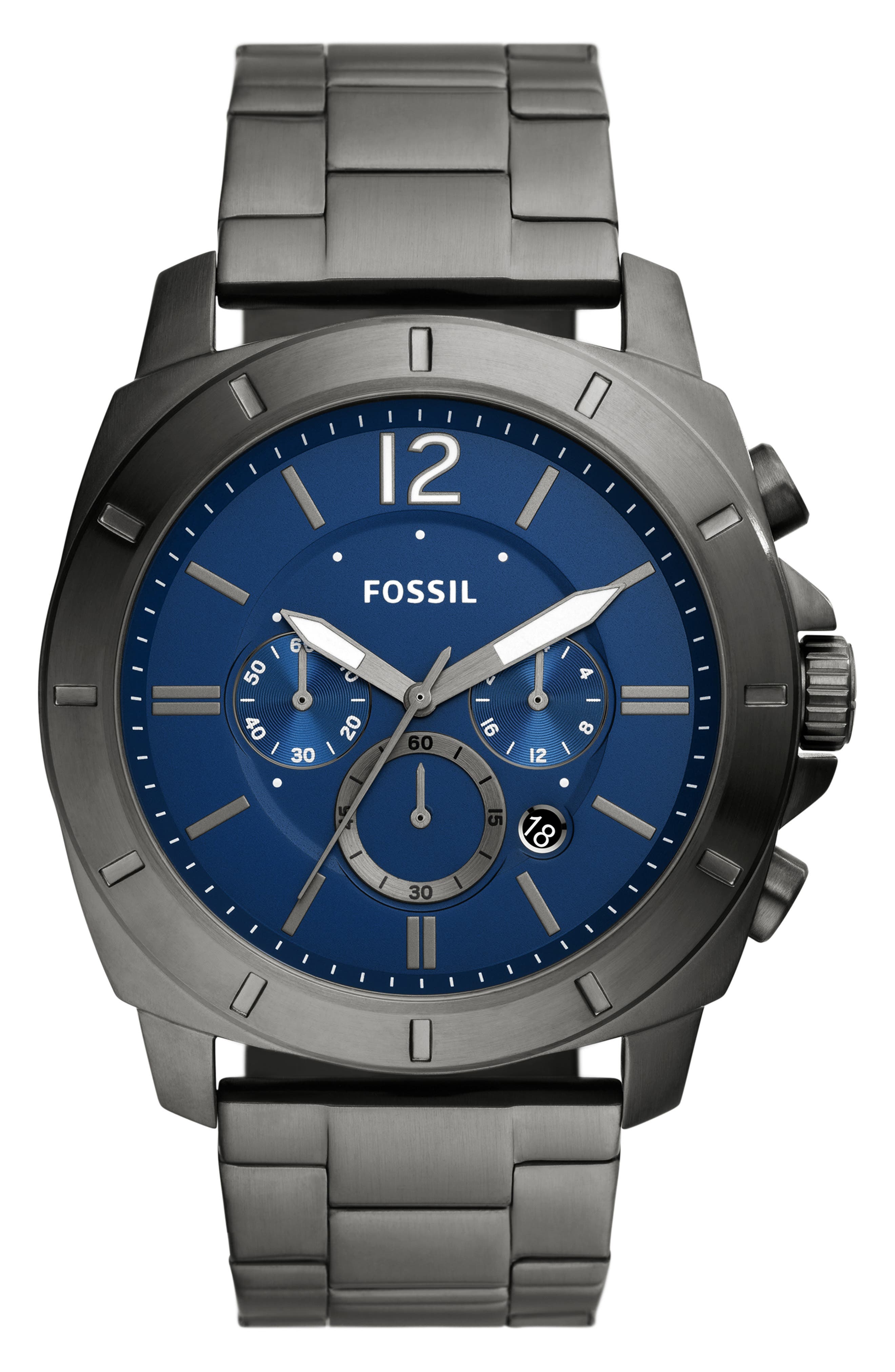 Fossil Privateer Chronograph Quartz Stainless Steel Bracelet Watch, 48mm