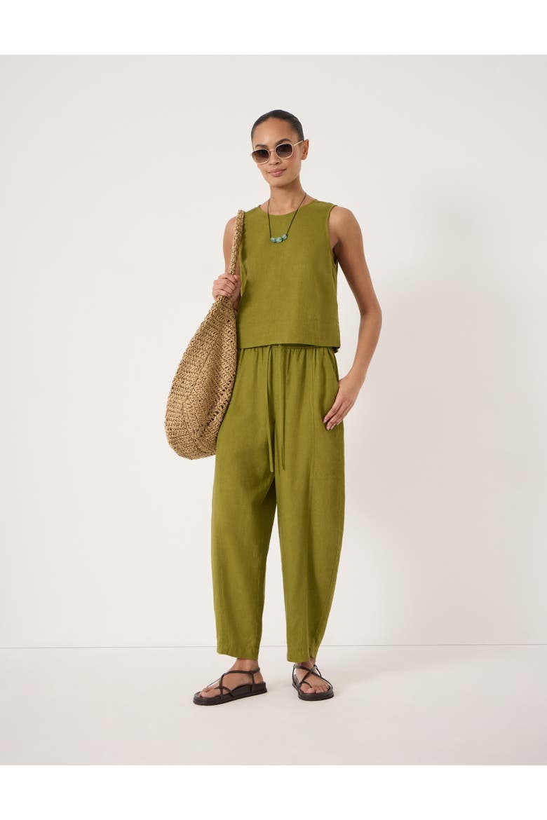 Vera Linen Blend Shell Top, Alternate, color, Olive Green