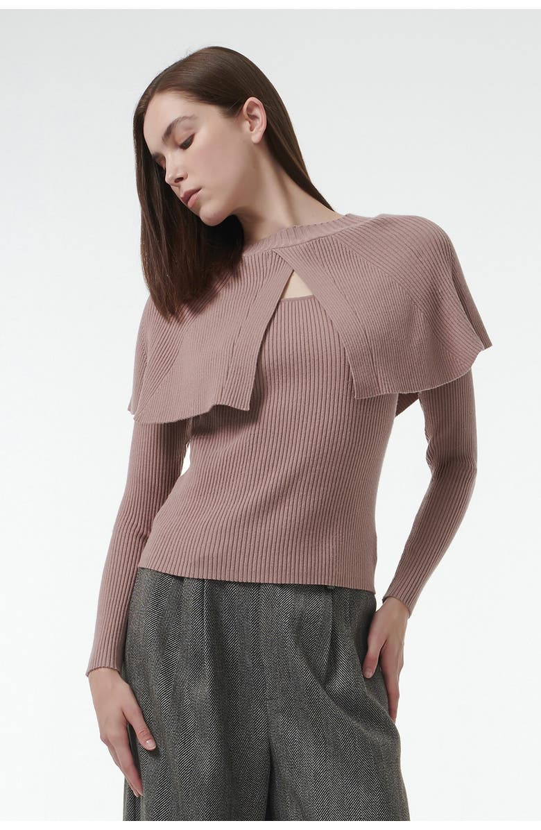 Leem Cape Detail Fitted Sweater, Alternate, color, Pink