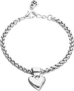 UNODE50 Chain Bracelet with Sterling Silver Plated Heart Detail