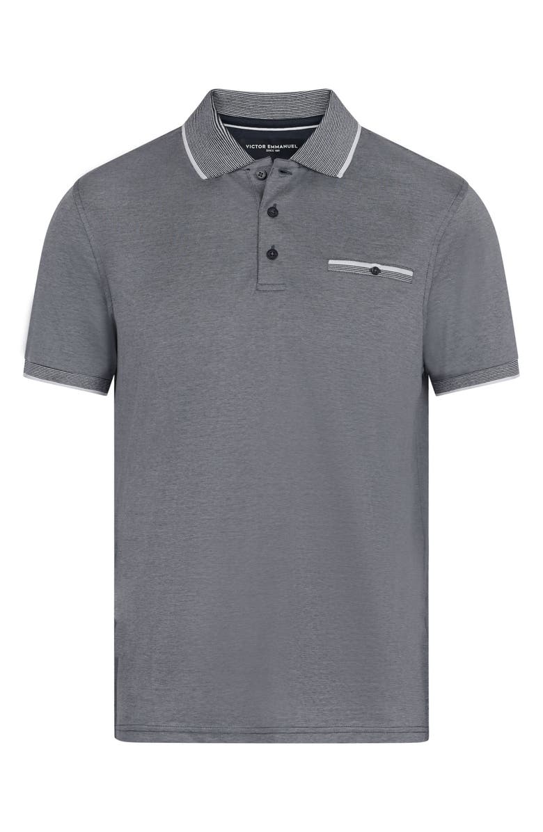 Victor Emmanuel Tipped Knit Polo, Alternate, color, Black