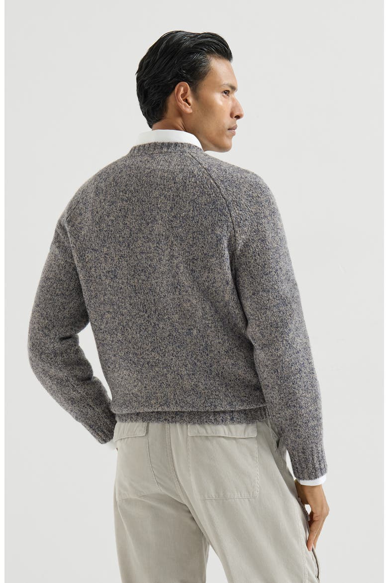 Virgin wool, silk and cashmere chiné sweater, Alternate, color, Cerulean