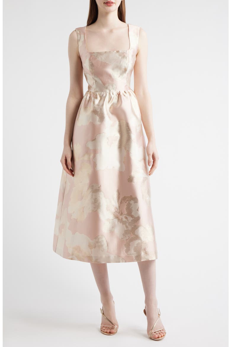 Metallic Floral Print Party Dress, Main, color, BLOSSOM MULTI